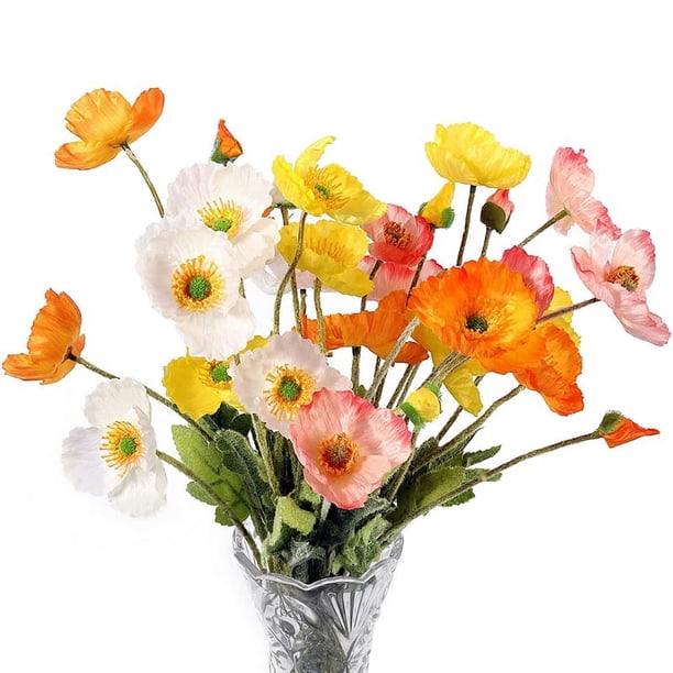 Paquete de 8 Flores Artificiales Flores de Amapola de Seda para DecoracióN del Hogar Ramo de Boda Fiesta Flor de ImitacióN, Arreglo Floral