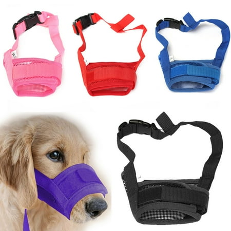 Muzzle Dog Small 5 Colors Adjustable Pet Dog Breathable Mesh Muzzle Mouth Mask Nylon Anti Bark Chewing Barking ()