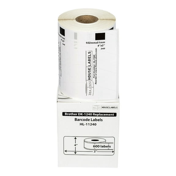 HOUSELABELS Compatible with DK-1240 Replacement Roll for Brother QL Label Printers; 600 Multipurpose Labels; 4" x 2" (102mm*51mm) - 1 Roll