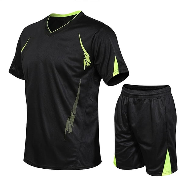 WILLBEST Pantalones Cortos para Hombre, Conjunto Informal de Dos Piezas para Correr, de Verano, para Deportes Al Aire Libre, de Secado Rápido y Manga Corta