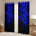 thumbnail image 2 of Erosebridal Blue Plaid Curtains and Drapes (38Wx54L),Geometric Buffalo 30%-50% Blackout Curtains for Bedroom,Futuristic Cubes Curtains Pack of 2 (38Wx54L),Male Room Decor, 2 of 6