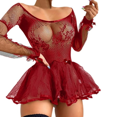 

Gaiseeis Women Fashion Suspenders Strap Sexy Nightdress Underwear Red XXXXL