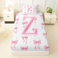 thumbnail image 3 of Manfei Pink Ribbon Bow Twin Sheet Sets For Girls,Cute Letter Z Initial Bedding For Kids,3pcs, 3 of 6
