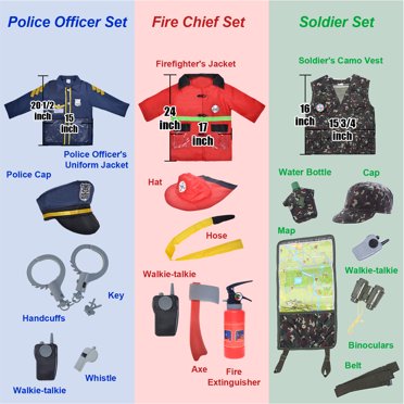 5 Career Dress Up Sets With Storage Box TOPTIE 5-Piece Kids Costume Set With Storage - Career Dress Up Outfits For Ages 3-7 Role Play Costumes
