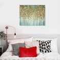 thumbnail image 4 of COMIO Abstract Canvas Wall Art Decor Forest Painting Light Blue Teal Tree Picture Gold Foils Embellishment and Silver Glitter Prints Modern Textured Artwork for Living Room Bedroom, 4 of 4