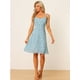 thumbnail image 3 of Vestido Aline con tirantes finos de verano para mujer Vestido de tirantes floral fruncido Azul Claro S, 3 of 5