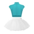 thumbnail image 2 of Alvivi Kids Girls Shiny Ballet Dance Outfits Gymnastic Shirt Crop Top and Tutu Skirt Bllerina Costume Blue Green&White 10, 2 of 5
