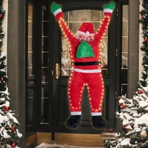 Hanging Santa Claus, 67Inch Christmas Decoration, Climbing Wall Decoration, With LED Fairy Lights, Indoor Decoration, Outdoor Decoration for Christmas