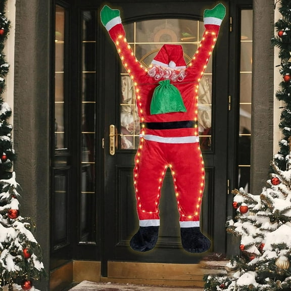 Hanging Santa Claus, 67Inch Christmas Decoration, Climbing Wall Decoration, With LED Fairy Lights, Indoor Decoration, Outdoor Decoration for Christmas