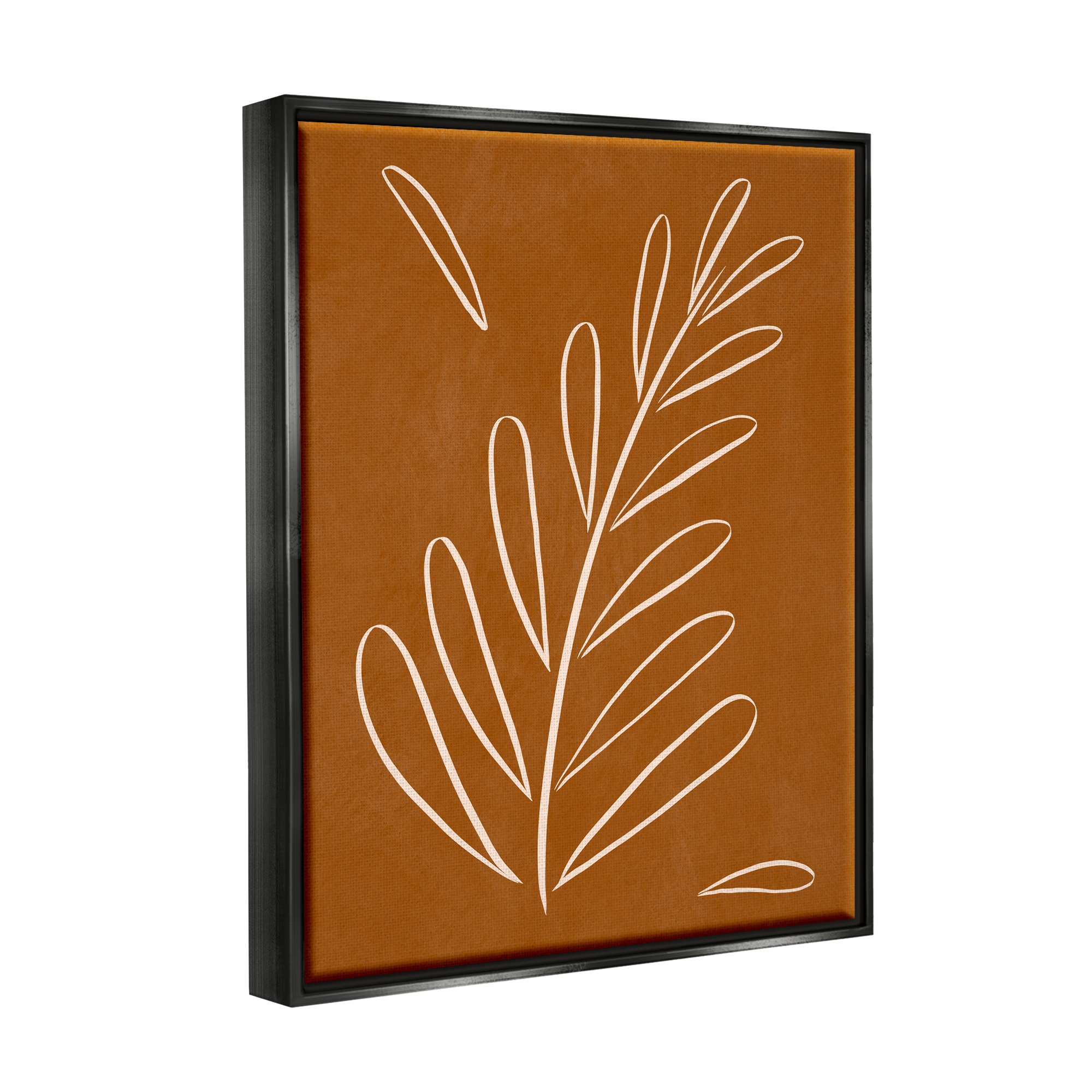Stupell Industries Modern Fern on Brown Botanical & Floral Painting Black Floater Framed Canvas Art Print Wall Art, 25 x 31