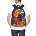 thumbnail image 6 of Large Capacity Backpack 16.5×12.5×5.5in Widened Shoulder Strap Design Main Bag Large Top Handle Belt Adjustable Shoulder Strap Colorful Floral Pattern Groovy Flowers (1), 6 of 8