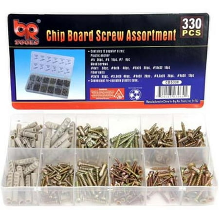 

Big Roc Tools CBS330 Chip Board Screw Assortment 330Pc