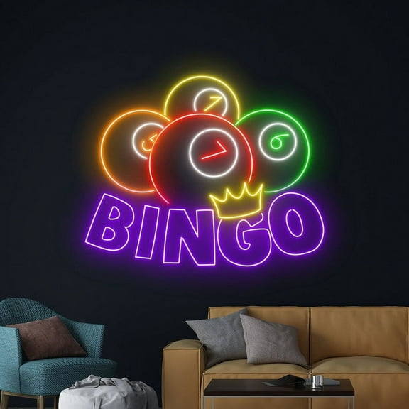 Handmadetneonsign Bingo Game Neon Sign, Bingo Player Wall Art Decor, Gaming Room Wall Decor