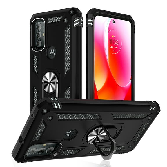 Xhy Moto G Play 2023 Case with Magnetic Ring Kickstand Military Grade Full Body Double Layer Rugged Durable Detachable for Motorola G Play 2023/G Pure/G Power 2022 Phone - Black