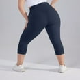 thumbnail image 4 of Capris Leggings with Pockets for Women Plus Size Compression Low Waist Skinny Leggings Tummy Control Butt Lifting Basketball Yoga Pants Navy 4XL, 4 of 6