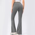 thumbnail image 5 of YWDJ Flare Leggings for Women Long Length Gray High Waist Plus Size Gym Leggings Full Length Summer Pants Curvy Casual Flare Vacation Pants Solid Lightweight 2XL Breathable Butt Lift Beach Pants, 5 of 6