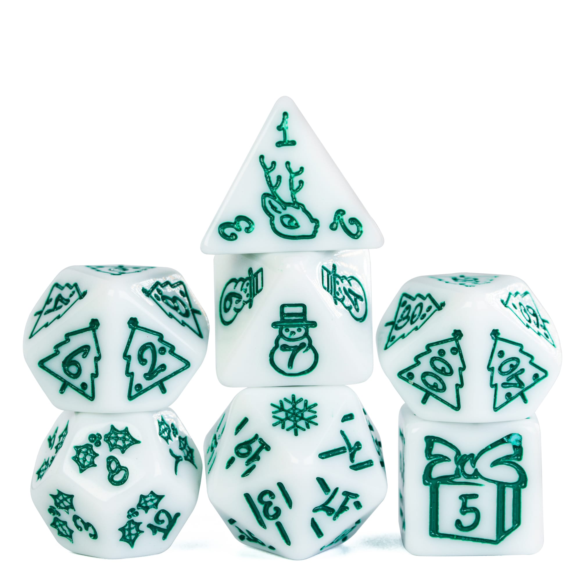 Cusdie 7Die Xmas Dice Set DND, Polyhedral Dice Set Christmas Theme