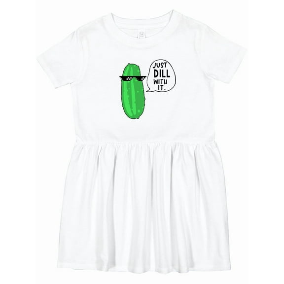 Inktastic Just Dill with It Chill Dill Pickle in Sunglasses Girls Toddler Dress