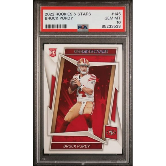 Graded 2022 Panini Rookies  Stars Brock Purdy #145 Rookie RC Football Card PSA 10 Gem Mint
