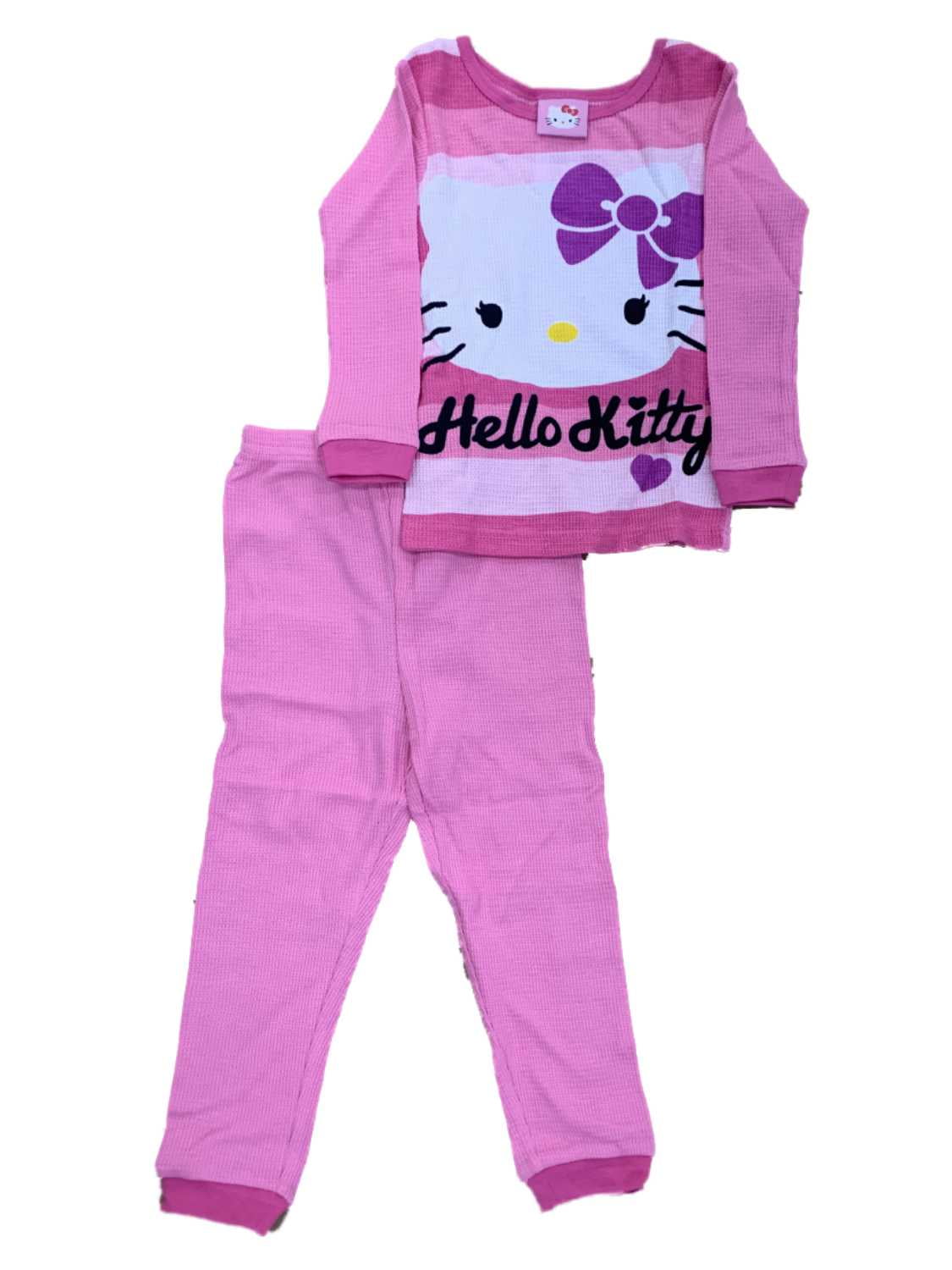 Hello Kitty Girls Pink Stripe Hello Kitty Long Johns Thermal Underwear Base Layer Set Walmart Com Walmart Com