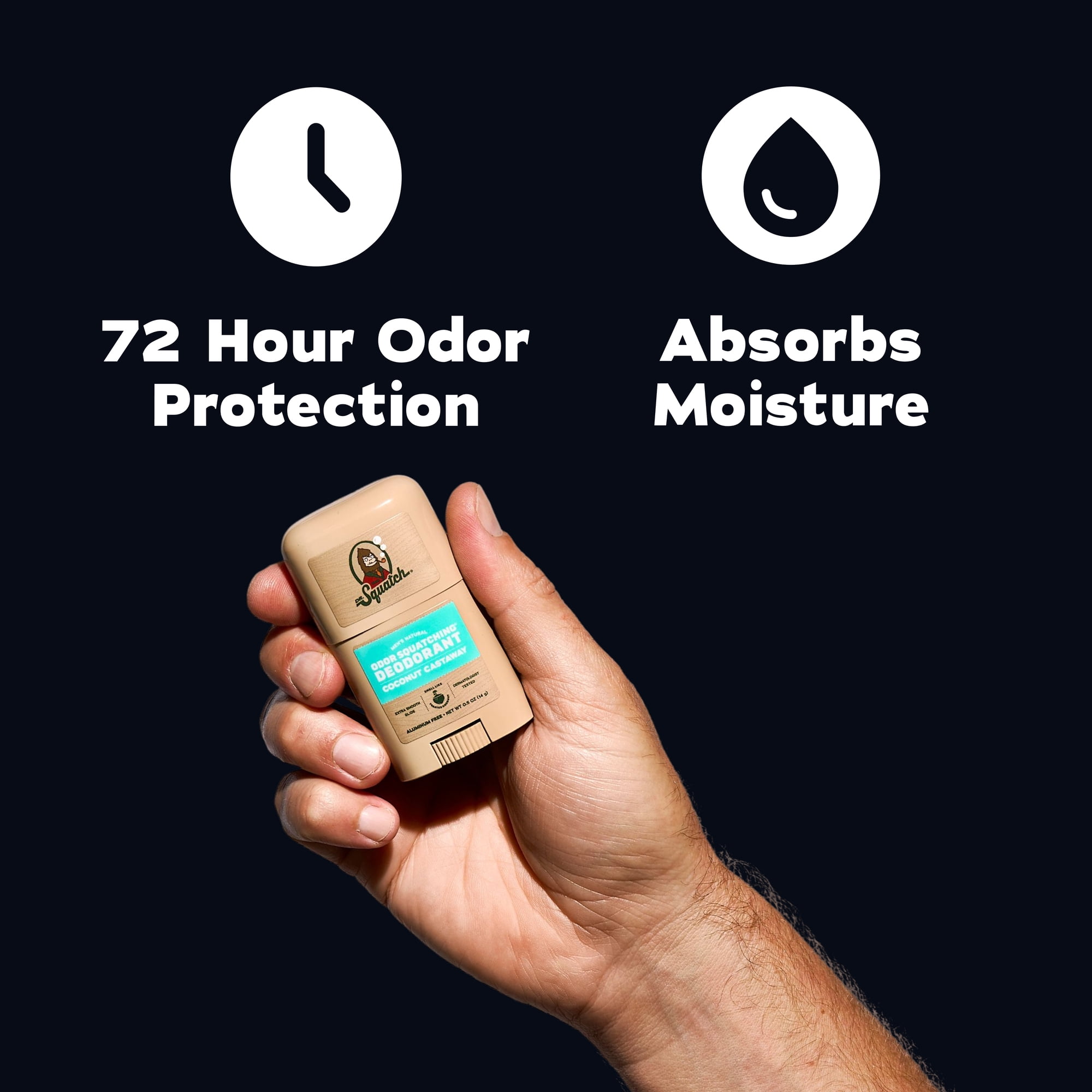 Dr. Squatch Mens Aluminum Free Deodorant, Natural Deodorant for Men Mini, Coconut Castaway, 0.5 oz