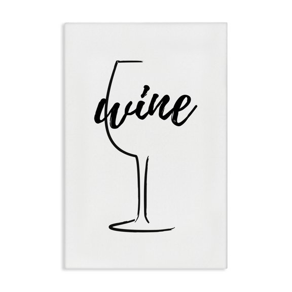 Stupell Industries Minimal Wine Glass Food & Beverage Painting Gallery Wrapped Canvas Art Print Wall Art, 16 x 24