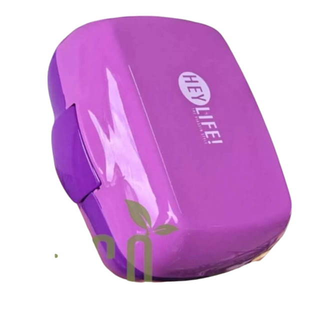 Set De Lunch Box 3 Compartimiento, Cuchara Y Vaso 500 Ml, morado
