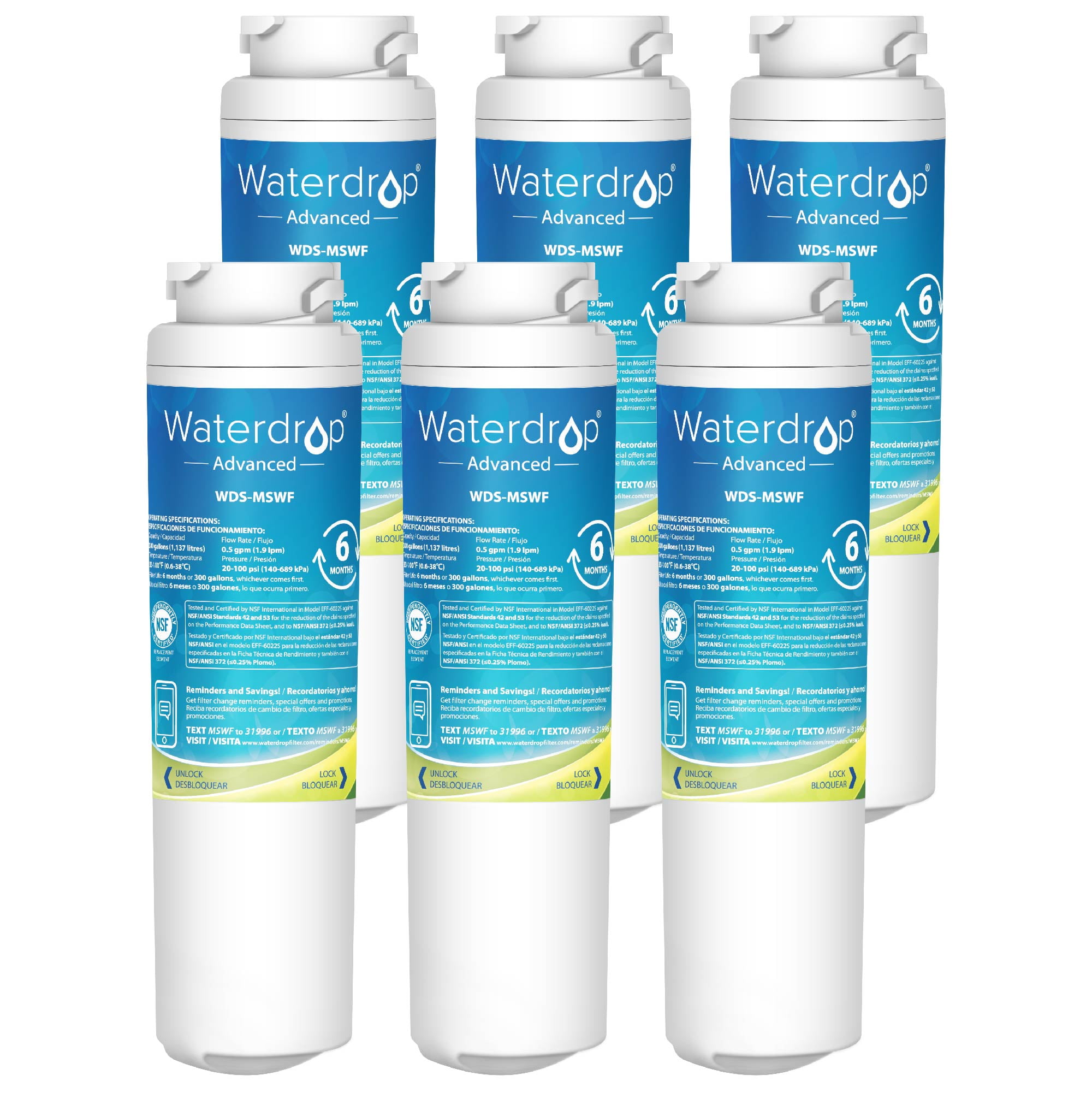 Waterdrop NSF 53&42 Certified Refrigerator Water Filter, Compatible