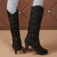 thumbnail image 6 of KEVCHE Women's Chunky Heel Knee High Boots, Fall Winter Lace Up Pointed Toe High Heel Boots with Breathable Lining, Trendy Boots for Daily Party Wear, 6 of 7