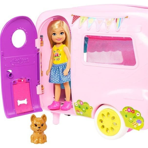Barbie Club Chelsea Camper Playset Blonde Small Doll Puppy Car