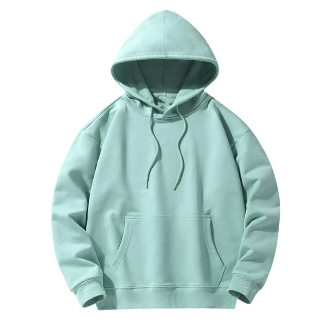 Yuyuzo Mens Hoodies Solid Color Long Sleeve Fashion Pullover Tops Drawstring Sweatshirt with Pocket