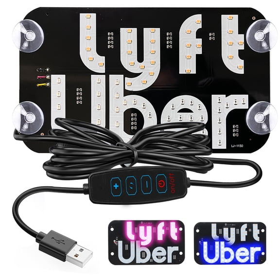 Led Light Signs for Car Windshield, Taxi Sign Light Glow LED Sign Bumper Stickers with Suction Cups Flashing Hook on Car Window LED Bright Lights USB Plug (Pink/Blue)