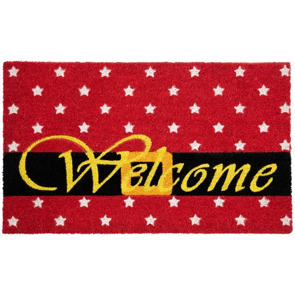 Northlight Red and White Santa Suit with Buckle "Welcome" Coir Christmas Outdoor Doormat 18" x 30"
