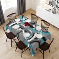 thumbnail image 6 of Turquoise Geometric Table Cloth Waterproof Tablecloths, Grey Classic Abstract Lines Striped Tablecloth Dining Table Cover for Kitchen Party Tabletop Outdoor, Rectangle Tablecloth 54x108 Inch, 6 of 9