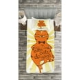 thumbnail image 3 of Ambesonne Yoga Quilted Bedspread Set 2 Pcs, Peaceful Cat with Phrase, Twin Size, Orange Yellow Brown, 3 of 3