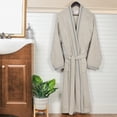 thumbnail image 6 of Unisex Cotton Terry Kimono Bathrobe with Embroidery All-Season Robe, LG, Stone-Grey, 6 of 12
