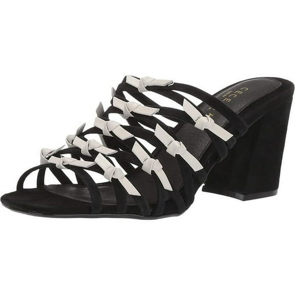 Cecelia New York Rickee Black/Alabaster Slip On Open Toe Women Dress Sandals (Black/Alabaster, 7)