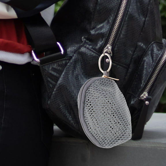 HOOWIFFY 1Pc Mini Coin Purse Keychain Wallet for Women with Metal Mesh Design