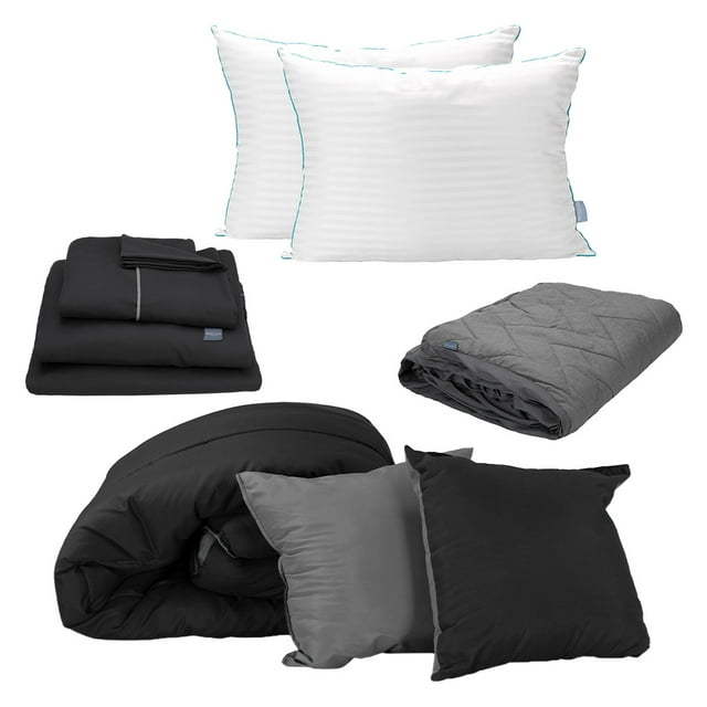 Edredón Doble Vista DICASA King Size Negro Sábanas Royal Protector Lux Almohadas Royal Twin
