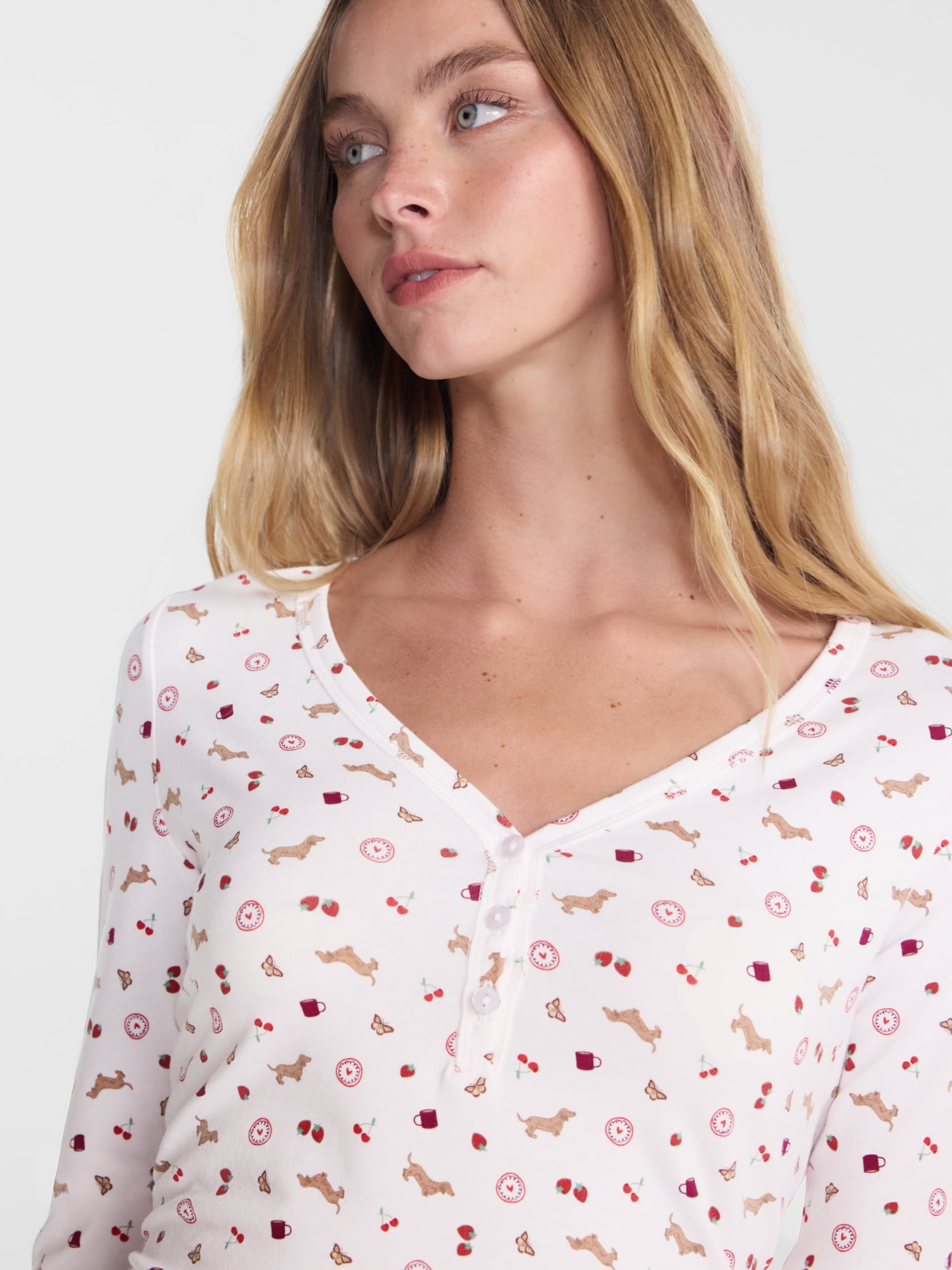 No Boundaries Cloud Core Henley Sleep Shirt, Women's XXS-3X