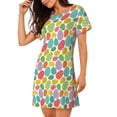 thumbnail image 2 of Balery colorful easter eggs Camisón de manga corta con cuello redondo para mujer, cómodo y elegante., 2 of 6