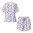 thumbnail image 4 of Kdxio Lavender Flowers Print Pajamas Sets for Women Short-Sleeved Pjs with Lounge Shorts Two Piece Sleepwear S-4XL, 4 of 9