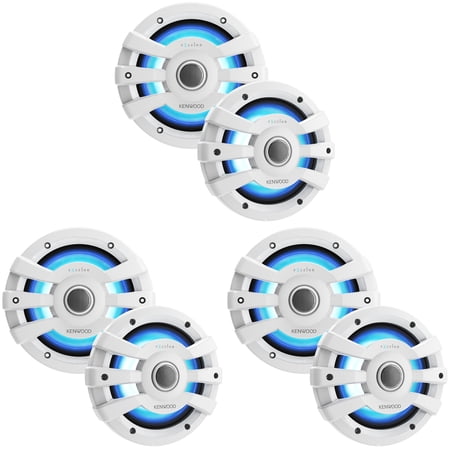 Kenwood XM77WL 7.7" LED Marine Speakers White (6 Pack) 2-Way Coaxial – Pontoon & Center Console Boat Speaker Upgrade System