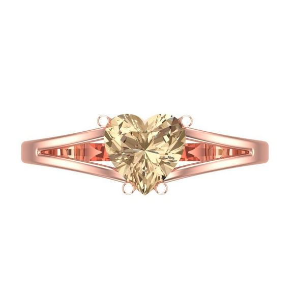 Solitaire Engagement Ring for Women - 1ct Yellow Moissanite in 14K Rose Gold Promise Ring