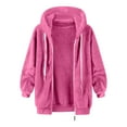 thumbnail image 4 of adviicd Women's Sherpa Fleece Hooded Jacket Zip Up Fuzzy Sweatshirts Fall Winter Warm Soft Cozy Clothes (Hot Pink, XL), 4 of 6
