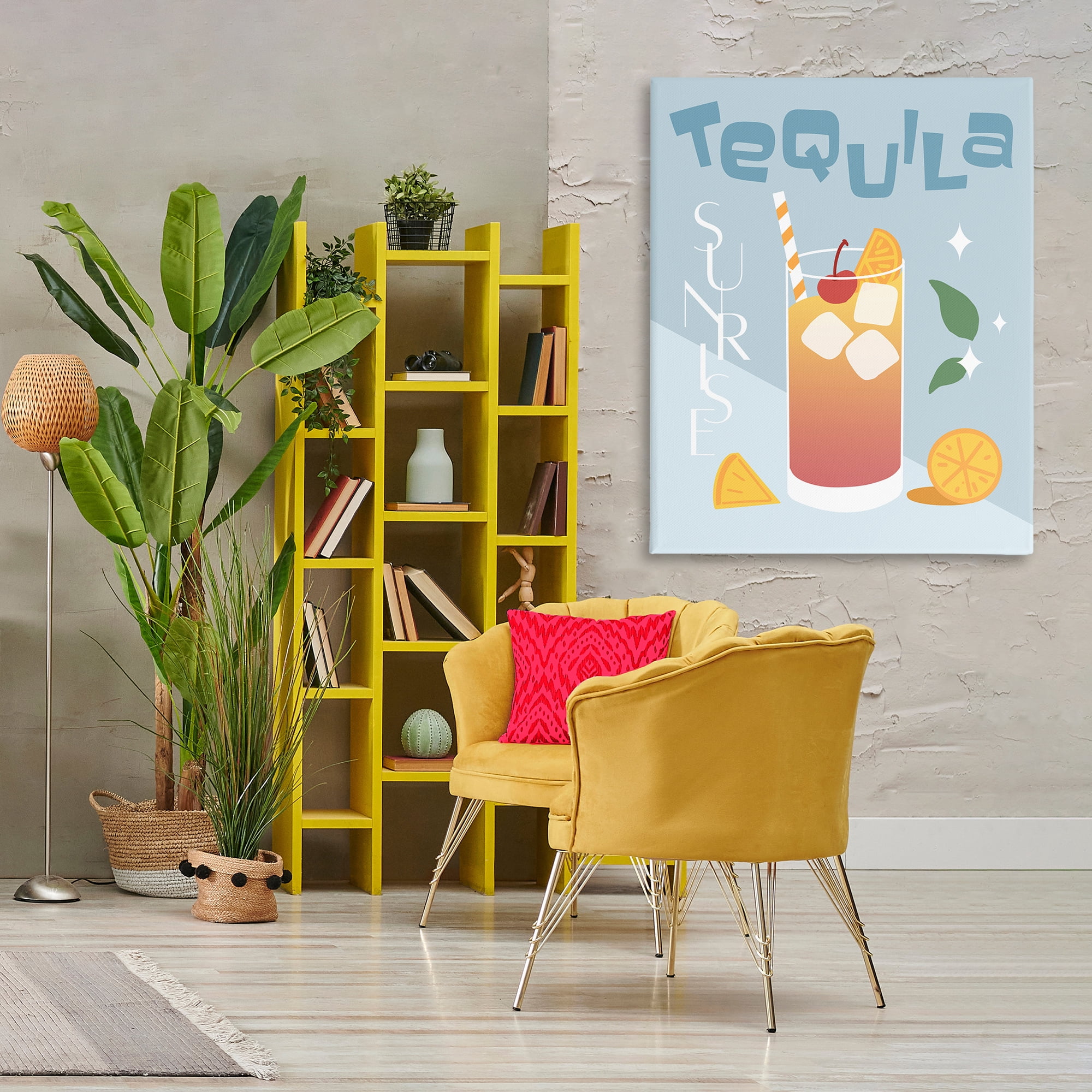 Stupell Industries Tequila Sunrise Typography Food & Beverage Painting Wrapped Canvas Art Print Wall Art, 36 x 48