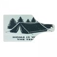 thumbnail image 1 of Saying Cutting Board, Home is Where the Tent is Lettering with Pine Trees Camping Travel Theme, Tempered Glass Cutting and Serving Board, Wine Bottle Shape, Dark Blue and White, by Ambesonne, 1 of 1