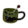 thumbnail image 3 of Taza de café de cerámica taza de beber caliente y fría con cuchara taza de café con leche en relieve para la oficina doméstica dormitorio de hot, 3 of 8