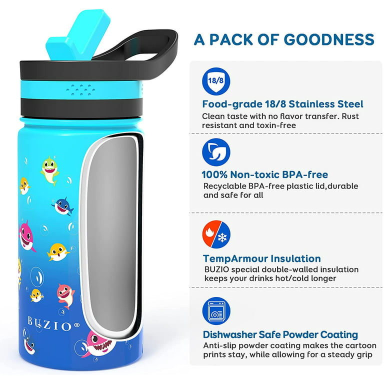 LOCHAS Kids Vacuum Stainless Steel Water Bottle for Toddlers Girls Boys  Outdoor Cup,Insulated Water Bottle with Straw 2 Lids,14oz,Unicorn Print 