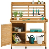 Yaheetech 4-layer Garden Potting Bench with Cabinet and Open Shelf,Wood